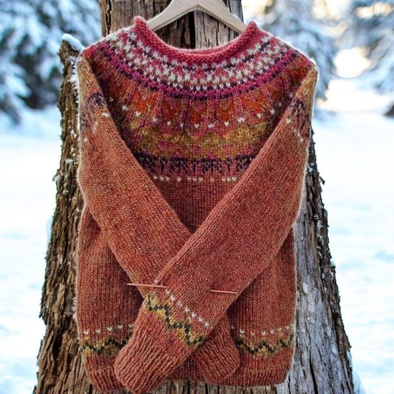 Maria™ | Maglione girocollo vintage in jacquard islandese