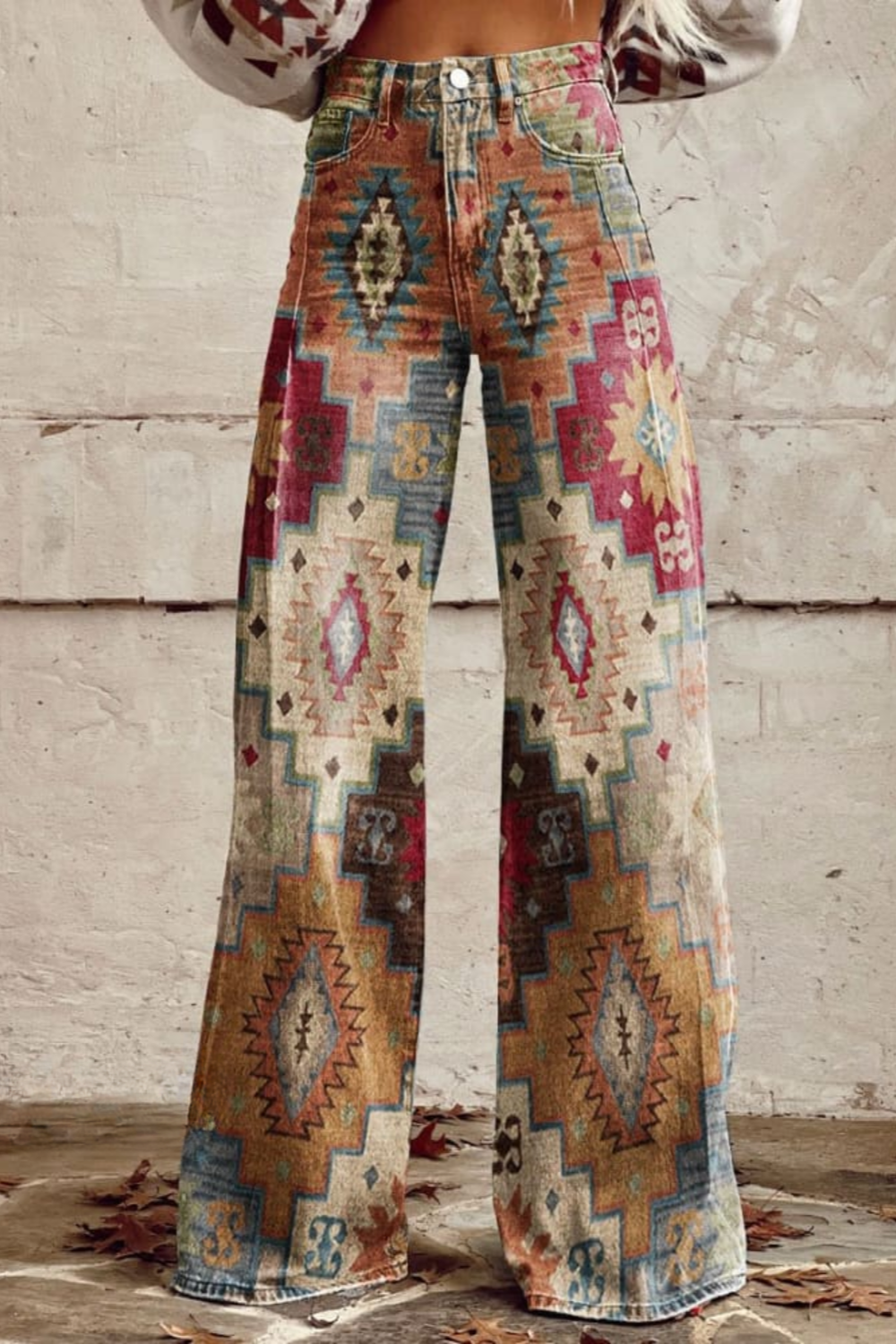 Cristina™ | Pantaloni vintage boho con stampa azteca