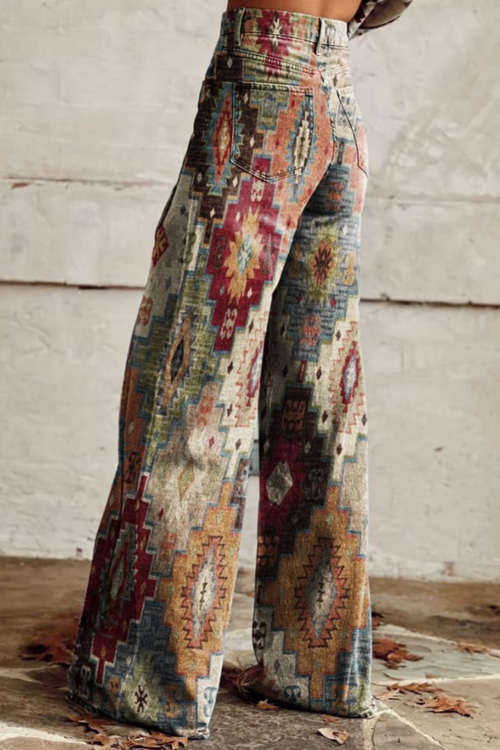 Cristina™ | Pantaloni vintage boho con stampa azteca