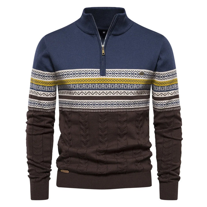 Sergio™ | Maglione con cerniera e motivo tribale al collo