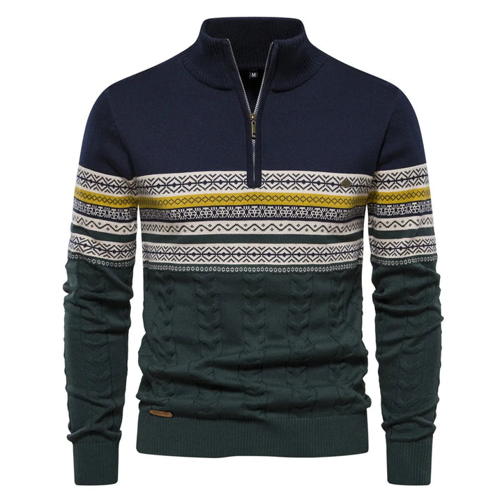 Sergio™ | Maglione con cerniera e motivo tribale al collo