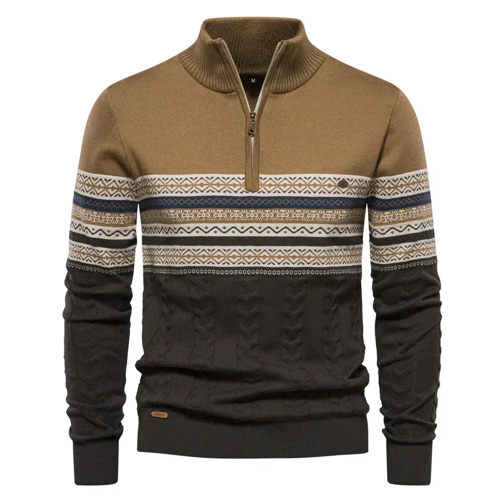 Sergio™ | Maglione con cerniera e motivo tribale al collo