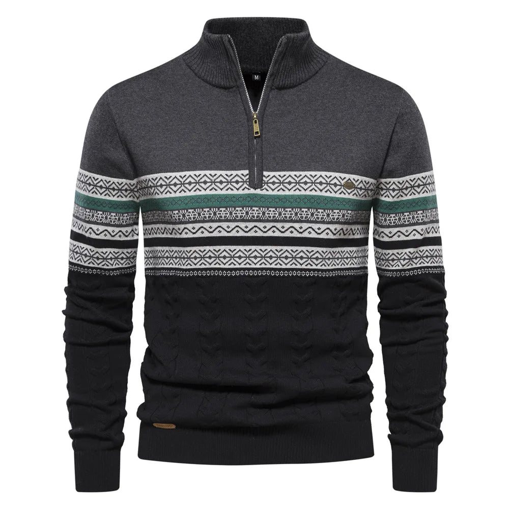 Sergio™ | Maglione con cerniera e motivo tribale al collo