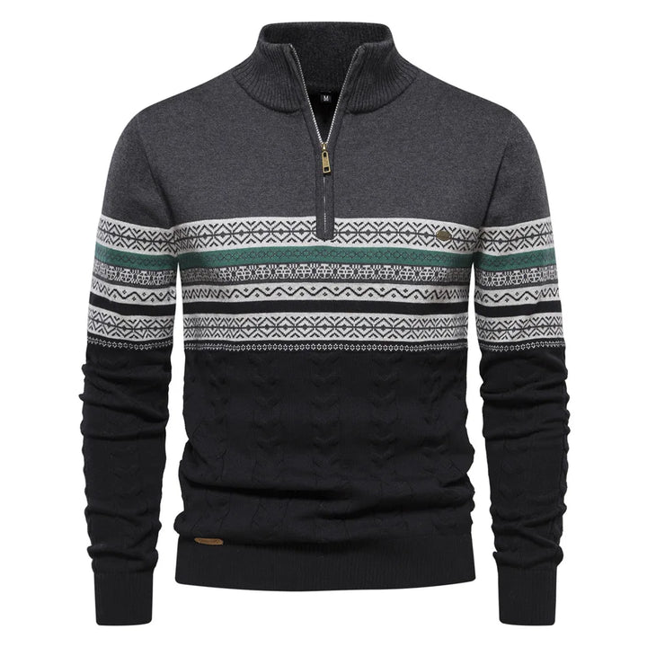 Sergio™ | Maglione con cerniera e motivo tribale al collo