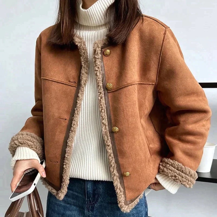 Emilia™ | Giacca in pelle scamosciata con pile