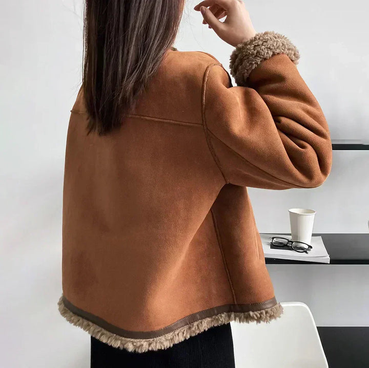 Emilia™ | Giacca in pelle scamosciata con pile