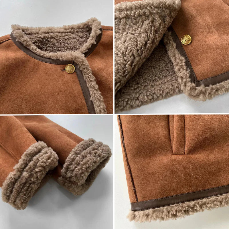 Emilia™ | Giacca in pelle scamosciata con pile