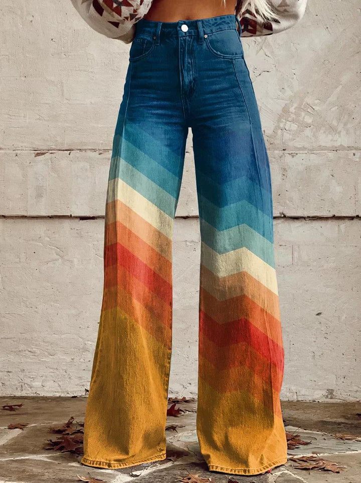 Claudia™ | Pantaloni larghi retrò Chevron